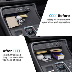 Drytuns top tray close-up showing compartments and texture, improves access