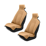 Dryva seat front view showing tan cover protecting seat, brand protection benefit