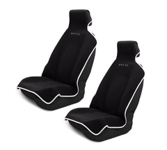 Dryva front view installed on car seat showing full coverage and protection