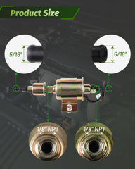 DTMAP close-up of 5/16 inch barb inlet and outlet for secure hose connection