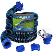DUMPMAN front packaging showing complete 15 ft RV sewer hose kit and accessories for reliable draining