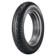 DUNLOP D404 front tire full profile showing shape and road-ready tread benefit