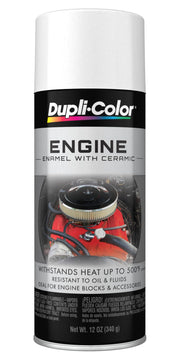Dupli-Color can front view showing gloss white finish and 12 oz benefit