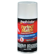 Dupli-Color front view of Olympic White can showing clear label and benefit of factory match