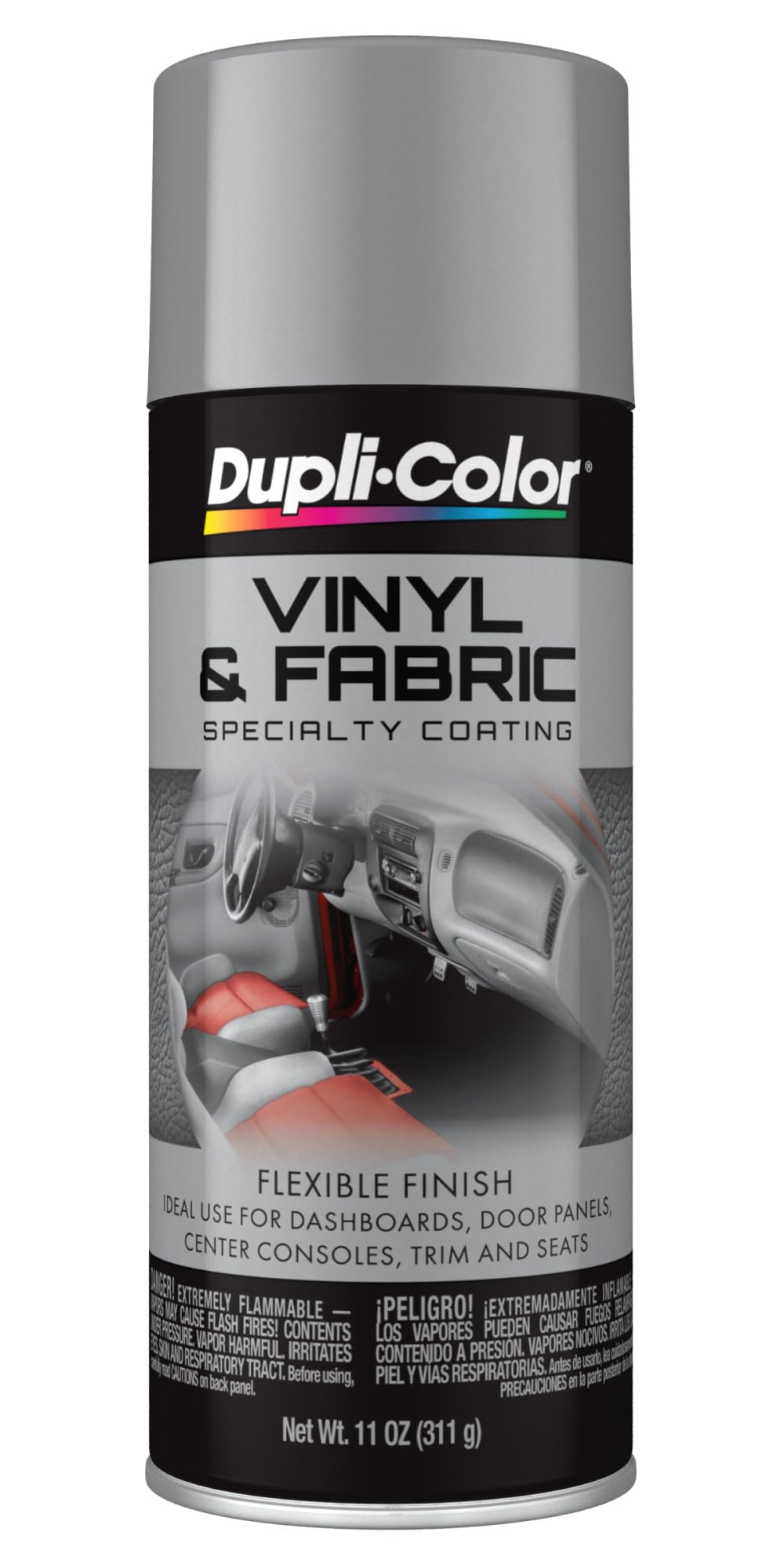 Dupli-Color front can showing label and medium gray color for easy identification