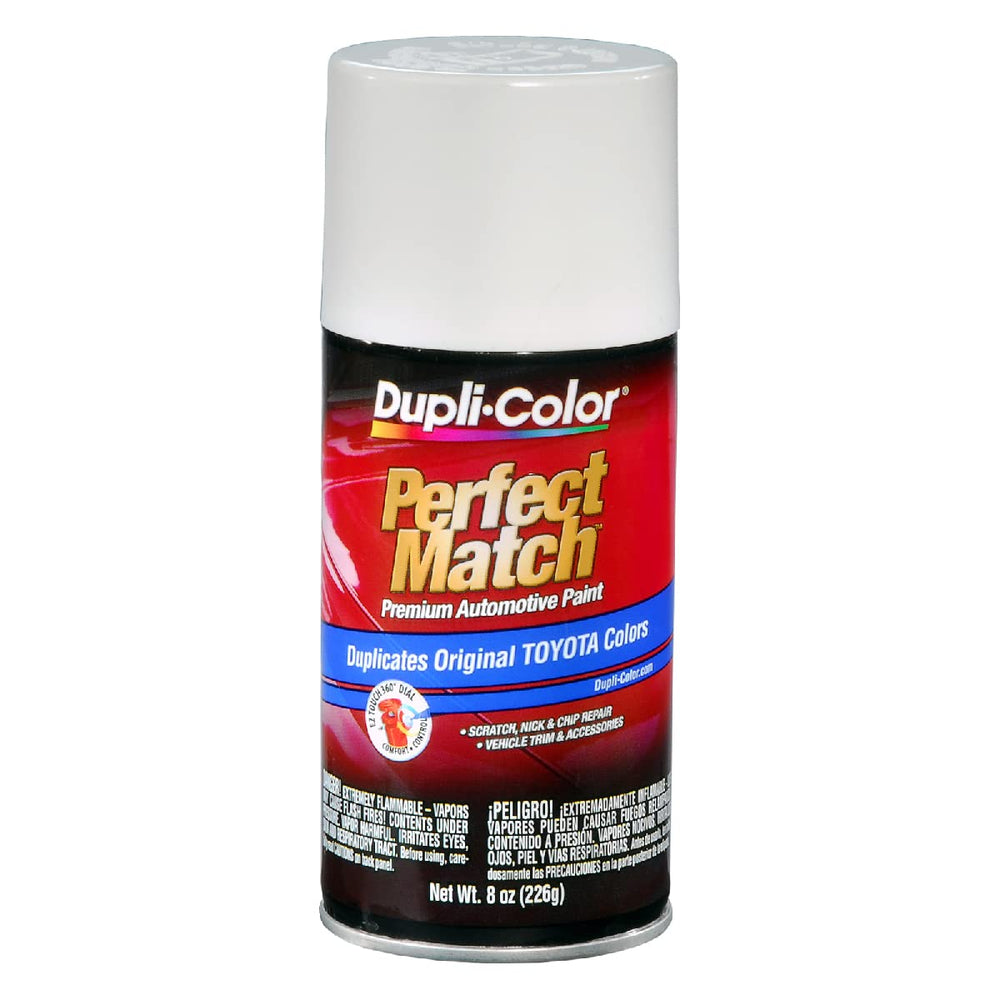 Dupli-Color can front view showing Natural White label and benefit of OEM matching