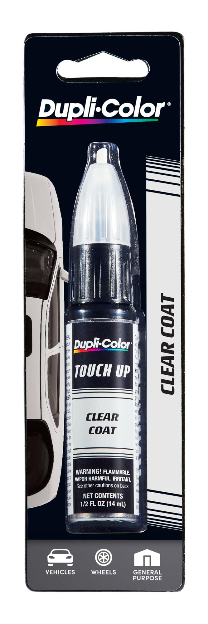 Dupli-Color touch up pen front view showing packaging and gloss clear finish benefit