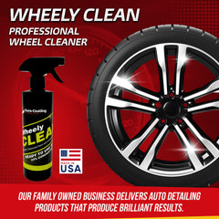 DURA-COATING TECHNOLOGY spray action mist covering a wheel for quick cleaning