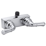 Dura Faucet front view showing chrome finish and two levers for easy control