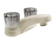 Dura Faucet front view in bisque showing compact design and clean lines
