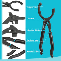 DURATECH close-up serrated plier jaws delivering firm grip on smooth filters