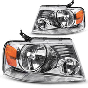 DWVO chrome headlight pair front view showing fit and styling; improves appearance