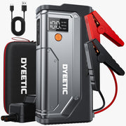 DYEETIC front view showing compact booster and benefits of portability