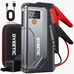 DYEETIC front view showing compact booster and benefits of portability