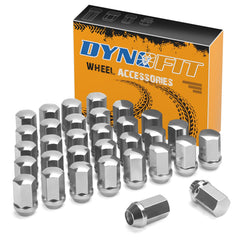 dynofit front packaging showing chrome lug nuts and fitment benefits
