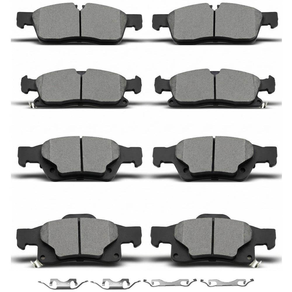 DYZJKWJW full front and rear brake pad kit showing packaging and benefit of complete set