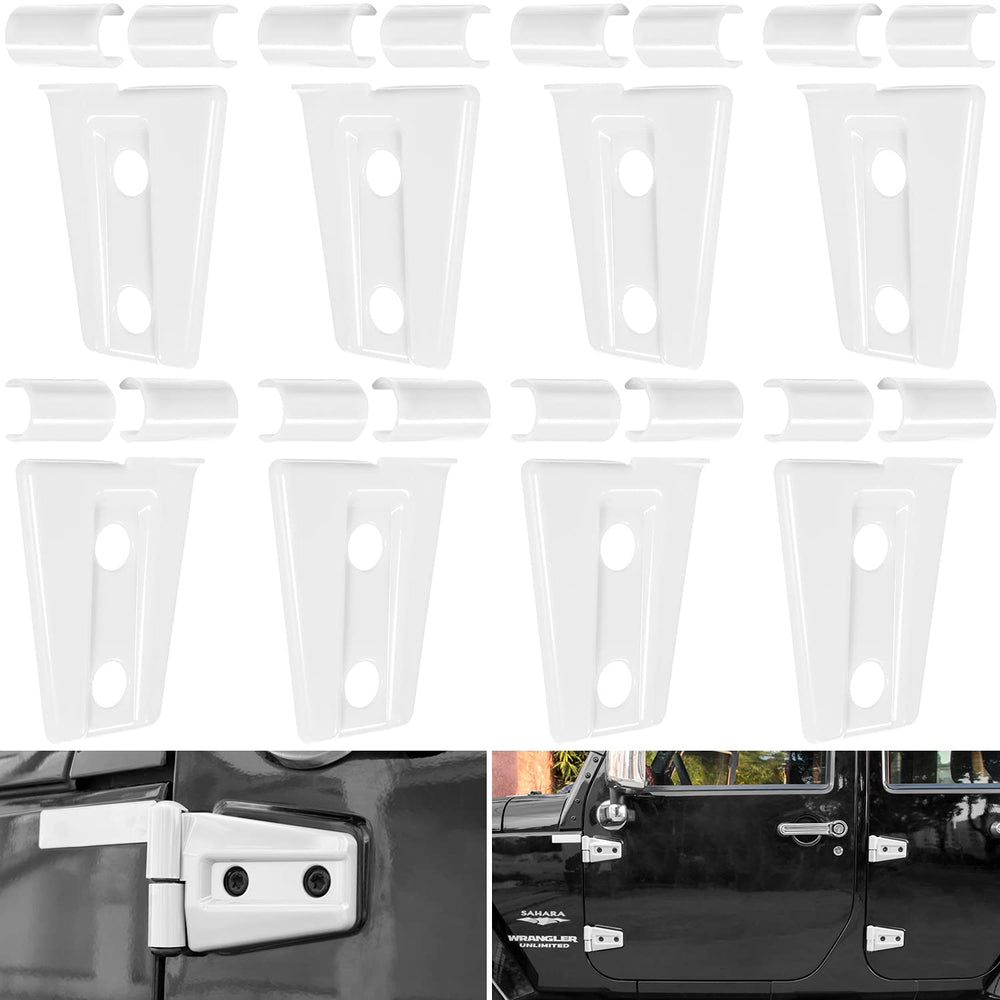 E-cowlboy front packaging view showing 8PCS white hinge covers and included pieces, improves curb appeal