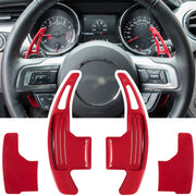 E-cowlboy front view of red paddle shifter cover showing sporty look and improved reach