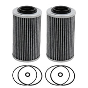 EATAKWARD front view of two replacement oil filters showing packaging and labels, ensuring correct fit