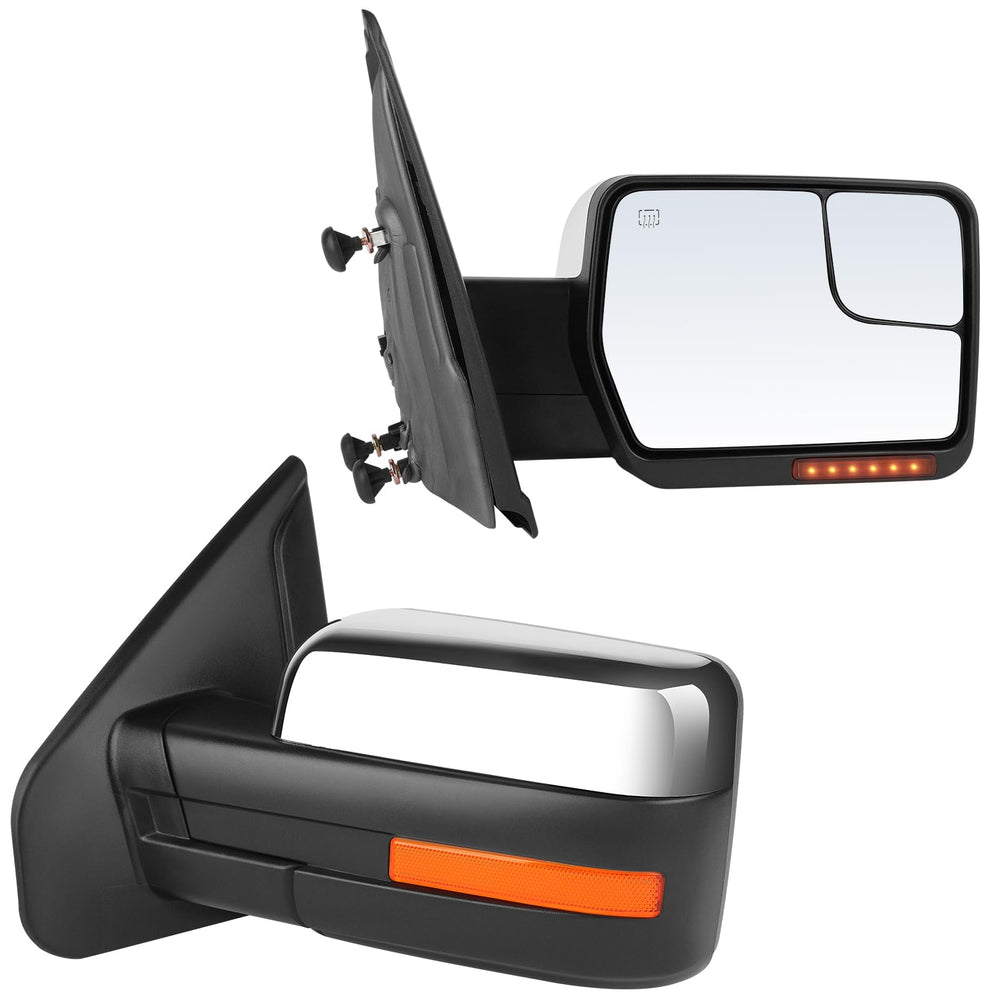 ECCPP front view of pair towing mirrors showing fit and style benefit improved visibility
