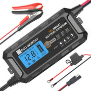 ECO-WORTHY front view showing compact charger design and easy placement benefit