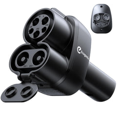 Ecogenix front view adapter showing dual CCS and J1772 ports benefit access to more chargers