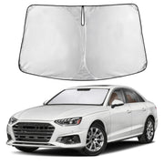 EcoNour front view of sunshade showing full windshield coverage and neat fit