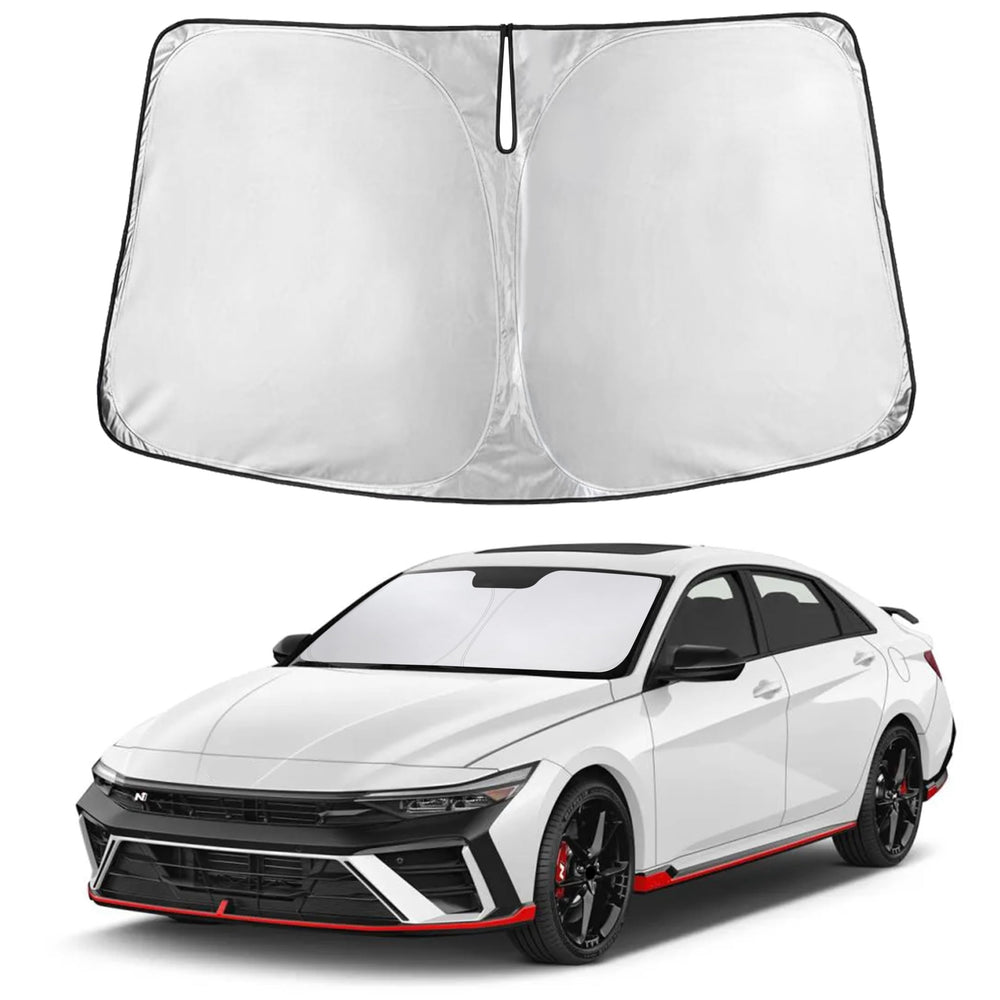 EcoNour sunshade front view fitting Hyundai Elantra benefits full windshield coverage