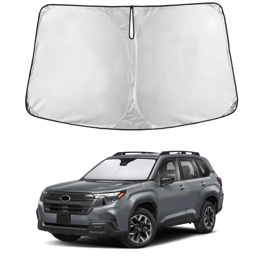 EcoNour front view showing precise Forester windshield coverage and full sun protection