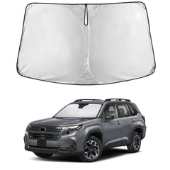 EcoNour front view showing precise Forester windshield coverage and full sun protection