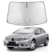 EcoNour front view of sunshade showing tailored Honda Civic fit and full coverage benefit