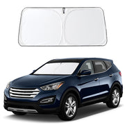 EcoNour front view of sunshade showing full windshield coverage and precise fit