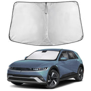 EcoNour front view of sunshade showing full windshield coverage and protection