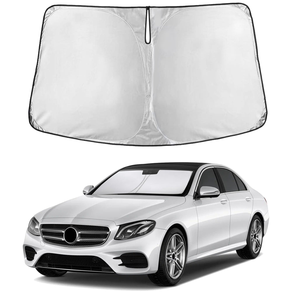 EcoNour sunshade front view showing full windshield fit and protection