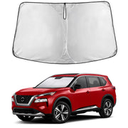 EcoNour front view of sunshade showing full windshield coverage and protection