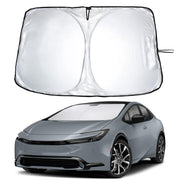 EcoNour front view showing custom fit for Toyota Prius Hatchback and full windshield coverage benefit