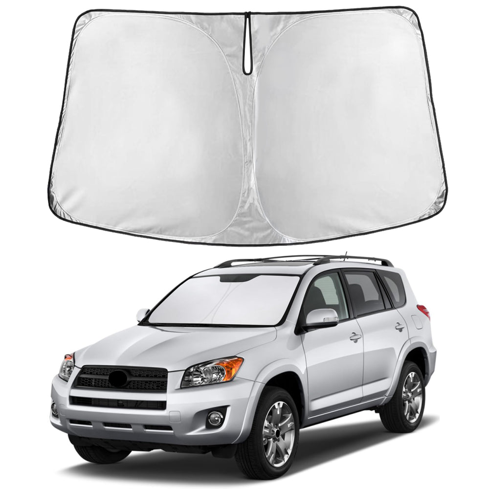EcoNour front view showing RAV4-specific fit and full windshield coverage