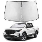 EcoNour front view of shade on Ridgeline windshield showing full coverage and protection
