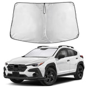 EcoNour front view of sunshade sized for Subaru Crosstrek showing precise fit and coverage