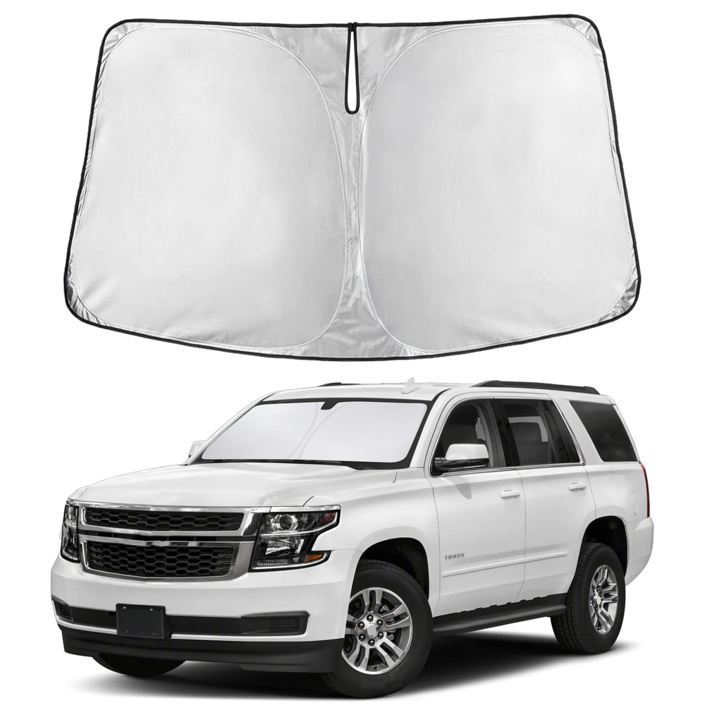 EcoNour front view of sunshade showing full windshield coverage and easy setup
