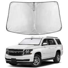 EcoNour front view of sunshade showing full windshield coverage and easy setup