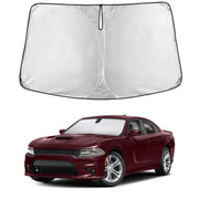 EcoNour front view of sunshade showing full windshield coverage benefit