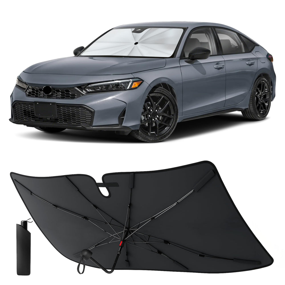 EcoNour front view of windshield shade showing full coverage benefit