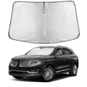 EcoNour front view of sunshade showing full-fit windshield coverage and protection