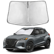 EcoNour front view showing precise Nissan Kicks fit and full windshield coverage