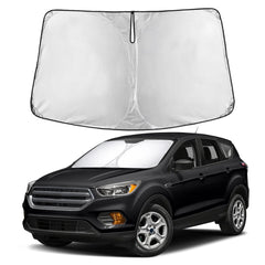 EcoNour front view installed on Ford Escape showing full windshield coverage and sun blocking
