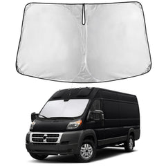 EcoNour front view sunshade covering ProMaster windshield for full protection