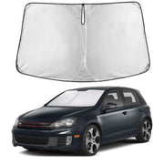 EcoNour front view sunshade fitted in VW windshield shows full coverage benefit
