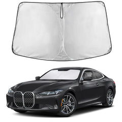 EcoNour front view sunshade covering BMW 4 Series windshield protects interior