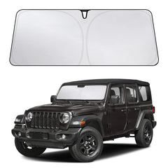 EcoNour front view sunshade showing full windshield coverage and cooler interior